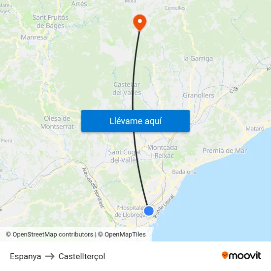 Espanya to Castellterçol map