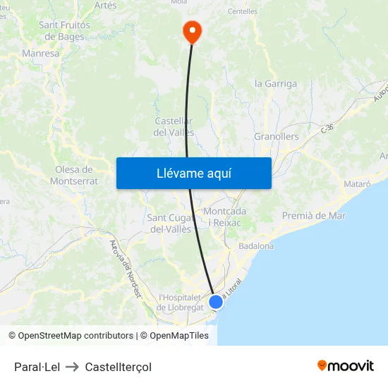 Paral·Lel to Castellterçol map