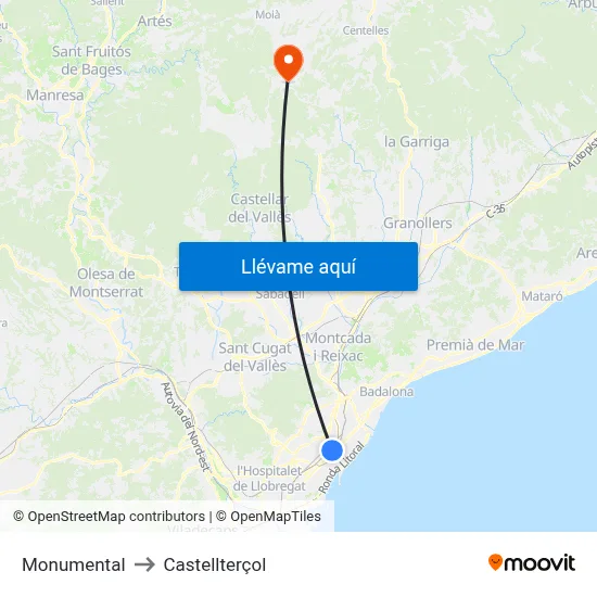 Monumental to Castellterçol map