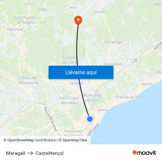 Maragall to Castellterçol map