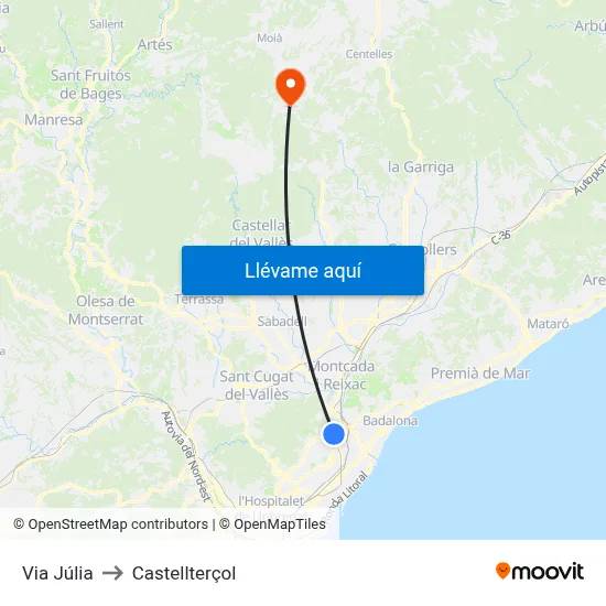 Via Júlia to Castellterçol map