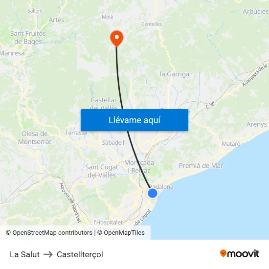 La Salut to Castellterçol map