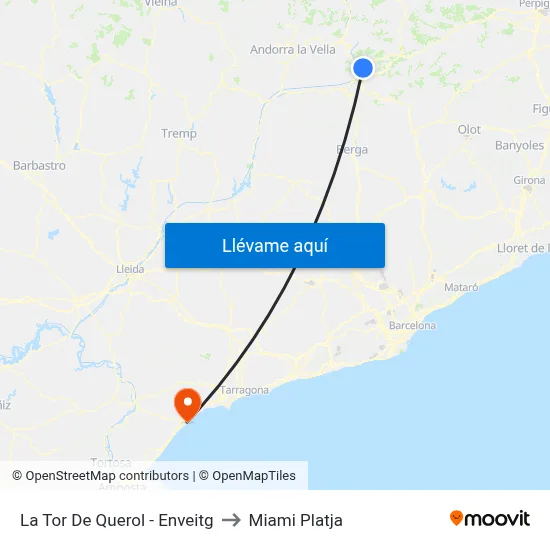 La Tor De Querol - Enveitg to Miami Platja map