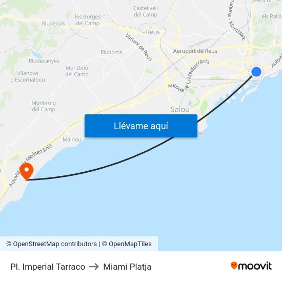 Pl. Imperial Tarraco to Miami Platja map