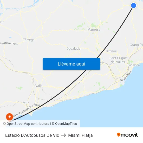 Estació D'Autobusos De Vic to Miami Platja map