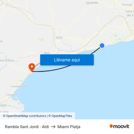 Rambla Sant Jordi - Aldi to Miami Platja map