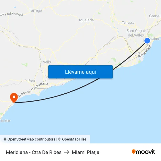 Meridiana - Ctra De Ribes to Miami Platja map