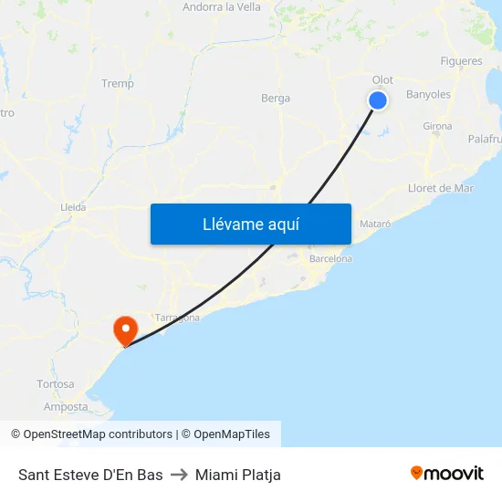 Sant Esteve D'En Bas to Miami Platja map