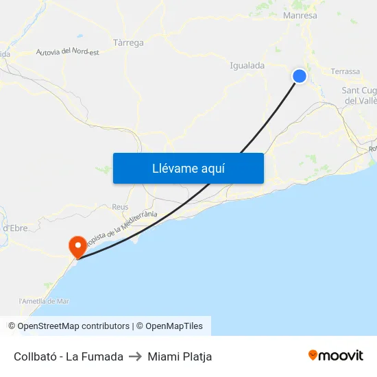 Collbató - La Fumada to Miami Platja map