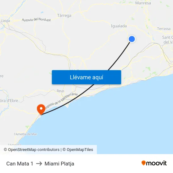 Can Mata 1 to Miami Platja map