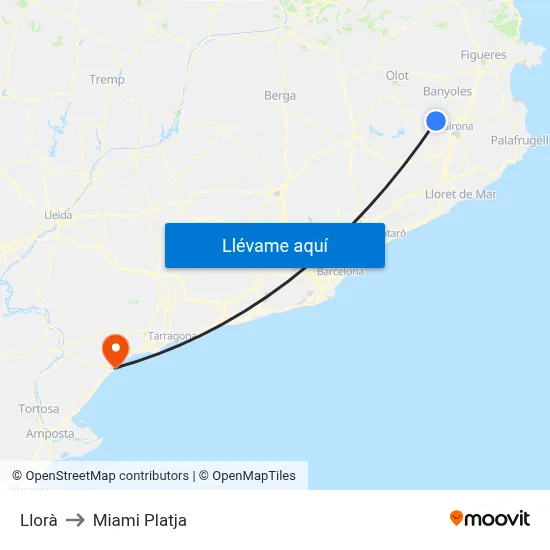 Llorà to Miami Platja map