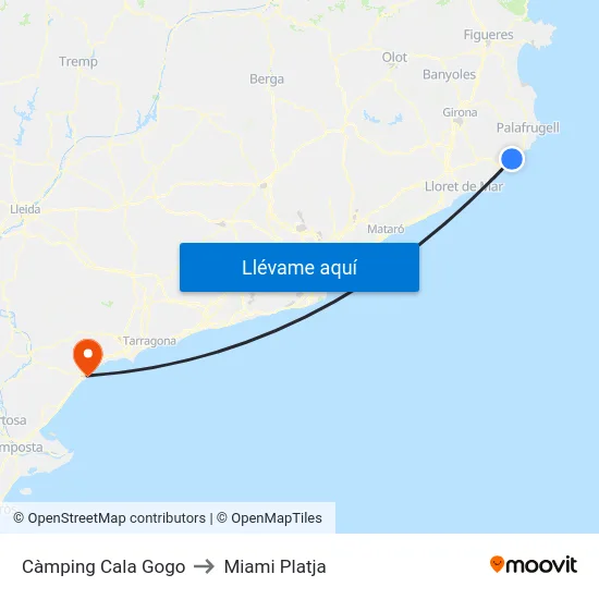 Càmping Cala Gogo to Miami Platja map