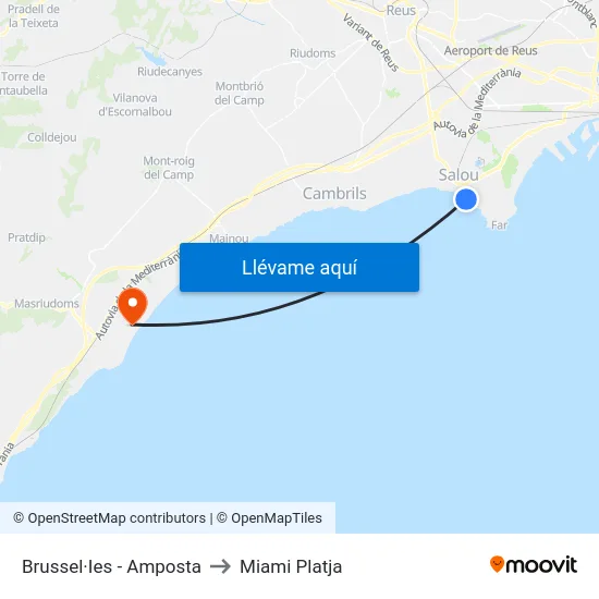 Brussel·Ies - Amposta to Miami Platja map