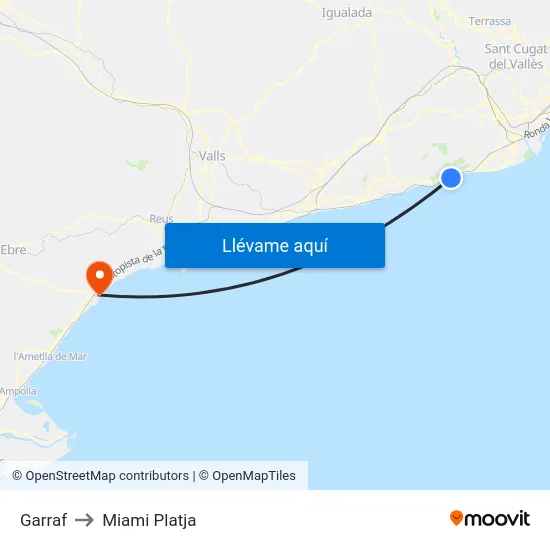 Garraf to Miami Platja map