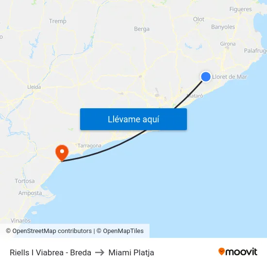Riells I Viabrea - Breda to Miami Platja map