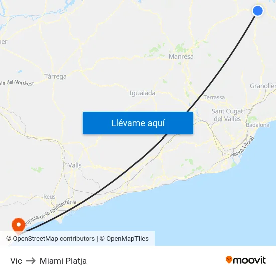Vic to Miami Platja map