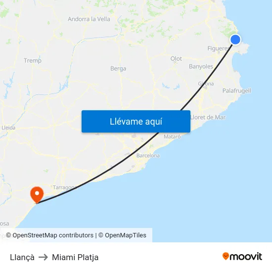 Llançà to Miami Platja map