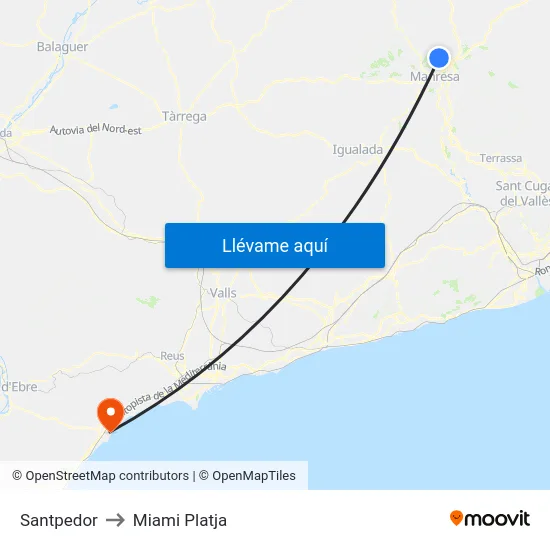 Santpedor to Miami Platja map