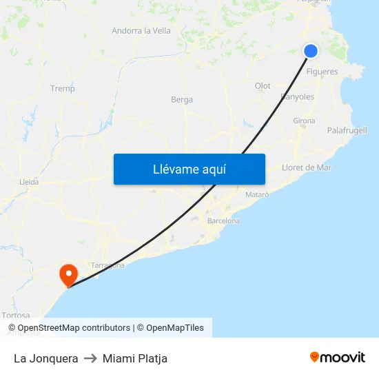 La Jonquera to Miami Platja map