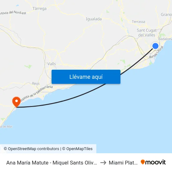 Ana María Matute - Miquel Sants Oliver to Miami Platja map