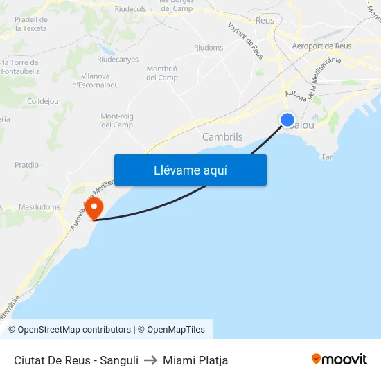Ciutat De Reus - Sanguli to Miami Platja map