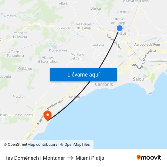 Ies Domènech I Montaner to Miami Platja map