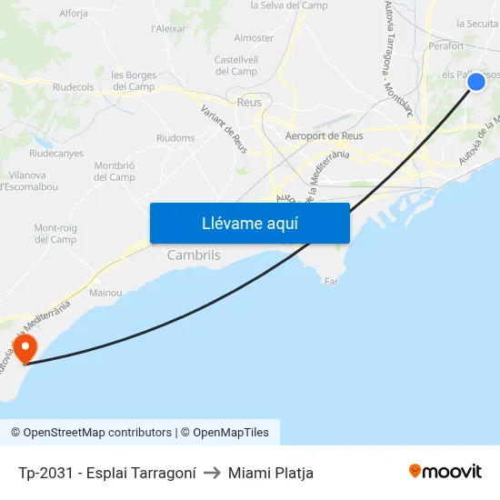 Tp-2031 - Esplai Tarragoní to Miami Platja map