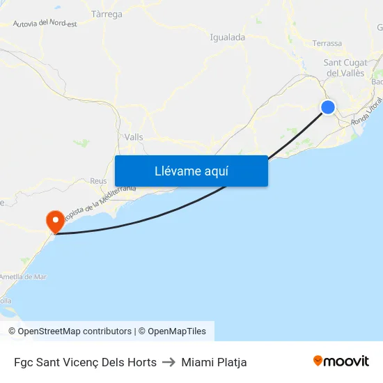 Fgc Sant Vicenç Dels Horts to Miami Platja map