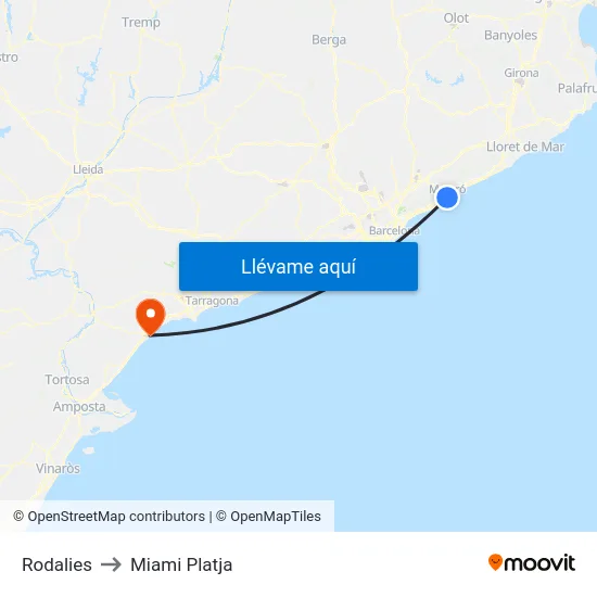 Rodalies to Miami Platja map