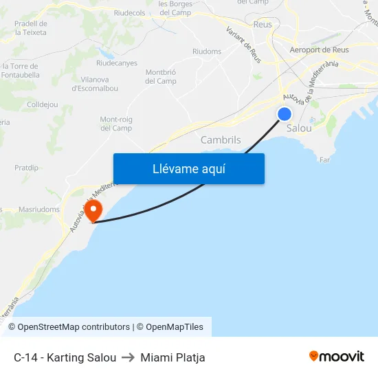 C-14 - Karting Salou to Miami Platja map