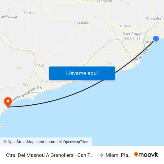 Ctra. Del Masnou A Granollers - Can Torras to Miami Platja map