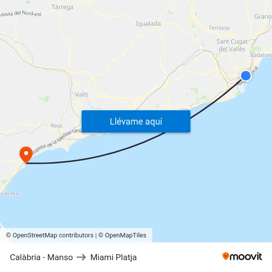 Calàbria - Manso to Miami Platja map