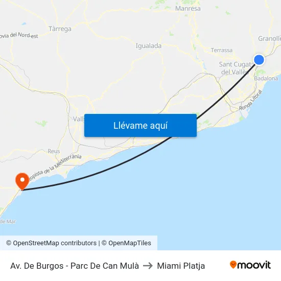 Av. De Burgos - Parc De Can Mulà to Miami Platja map
