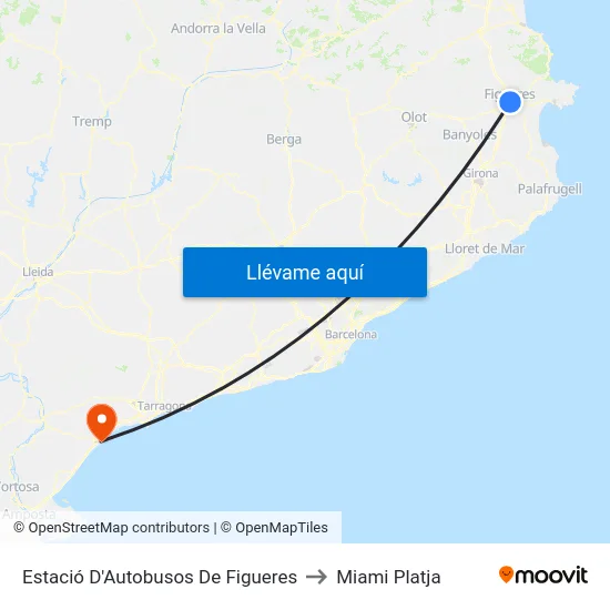 Estació D'Autobusos De Figueres to Miami Platja map