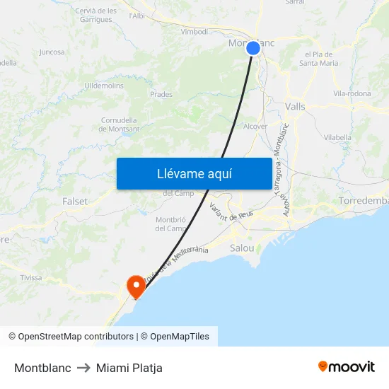 Montblanc to Miami Platja map