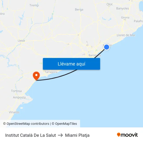 Institut Català De La Salut to Miami Platja map