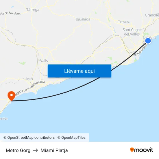 Metro Gorg to Miami Platja map