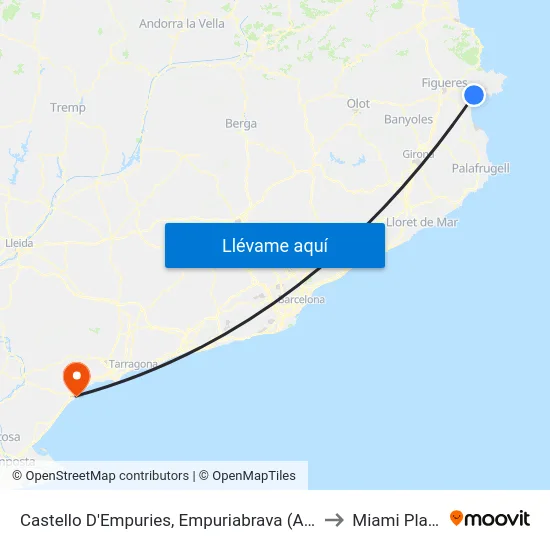 Castello D'Empuries, Empuriabrava (Arcs) to Miami Platja map