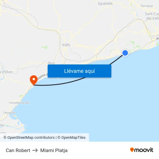 Can Robert to Miami Platja map