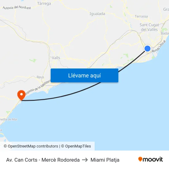 Av. Can Corts - Mercè Rodoreda to Miami Platja map