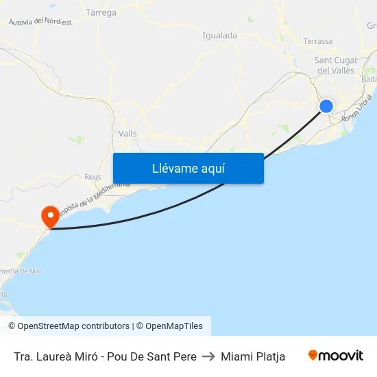 Tra. Laureà Miró - Pou De Sant Pere to Miami Platja map