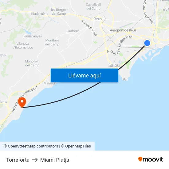 Torreforta to Miami Platja map