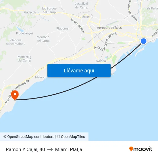 Ramon Y Cajal, 40 to Miami Platja map