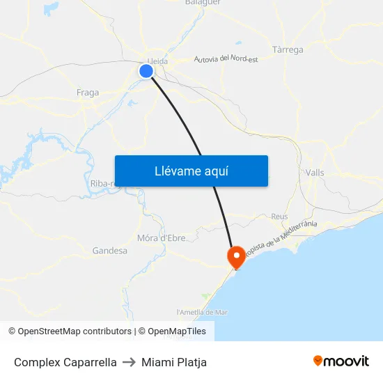 Complex Caparrella to Miami Platja map