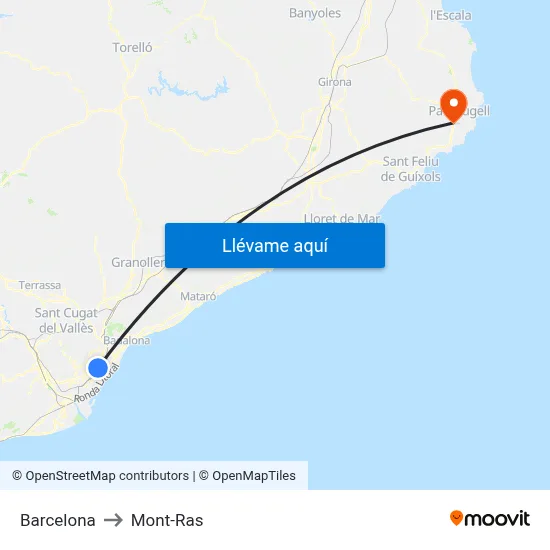 Barcelona to Mont-Ras map