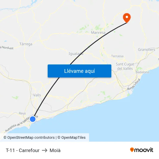 T-11 - Carrefour to Moià map
