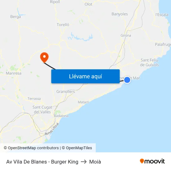 Av Vila De Blanes - Burger King to Moià map