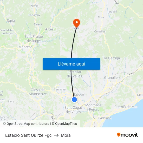 Estació Sant Quirze Fgc to Moià map