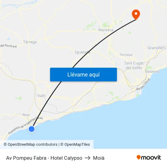 Av Pompeu Fabra - Hotel Calypso to Moià map