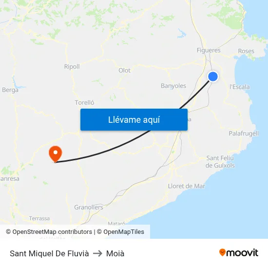 Sant Miquel De Fluvià to Moià map